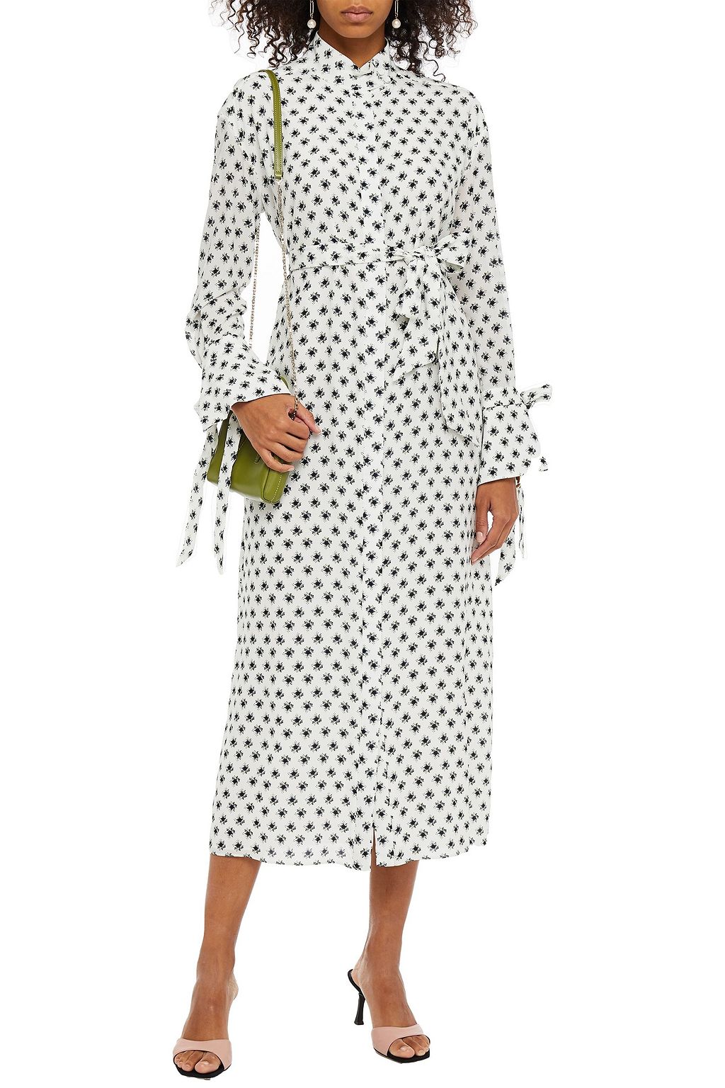 ERDEM Augustino belted floral-print silk crepe de chine midi dress