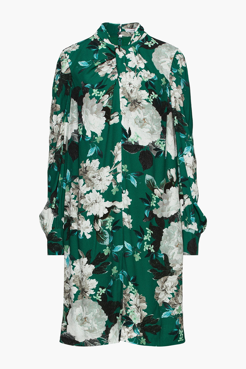 Erdem Woman Michela Twist-front Floral-print Crepe Dress Forest Green Size 8