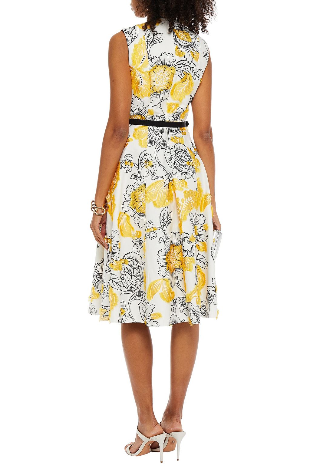 ERDEM Farrah belted fil coupé cotton-blend midi dress