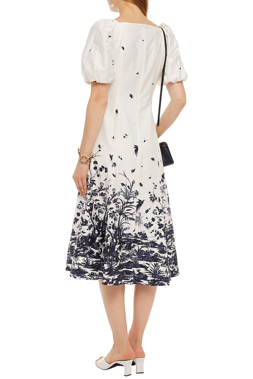 ERDEM Mariona printed cotton-sateen midi dress