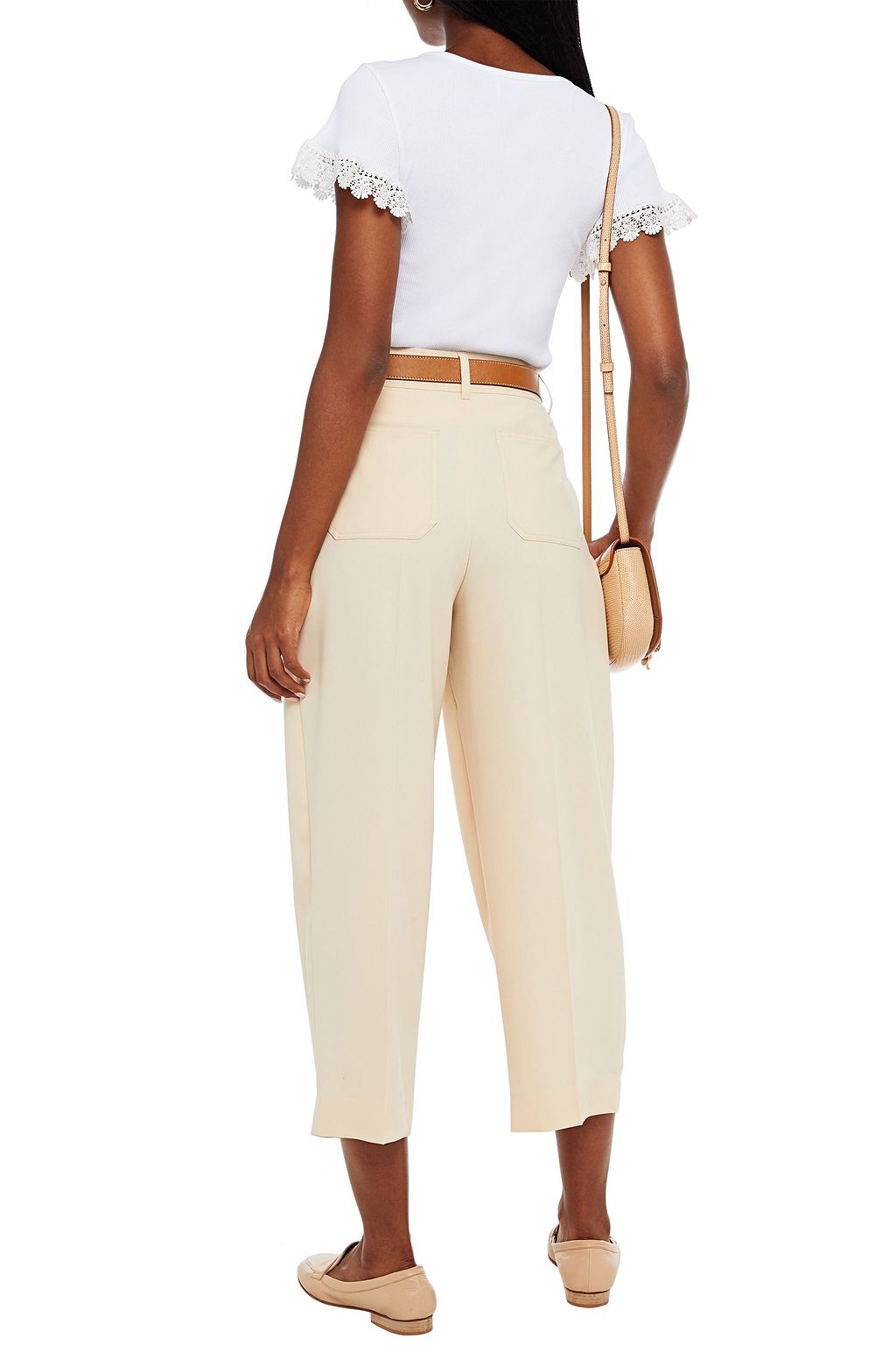 SEE BY CHLOÉ Lace-trimmed ruffled ribbed cotton top