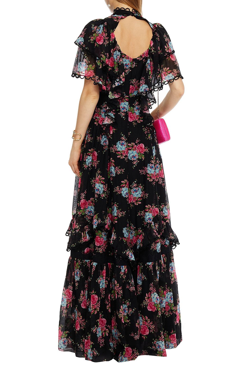 ERDEM Mauricia cutout ruffled floral-print cotton and silk-blend voile gown
