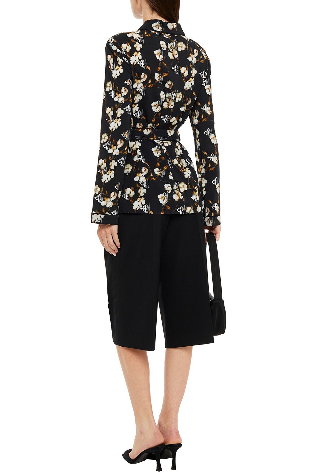 OFF-WHITE™ Belted printed crepe shirt