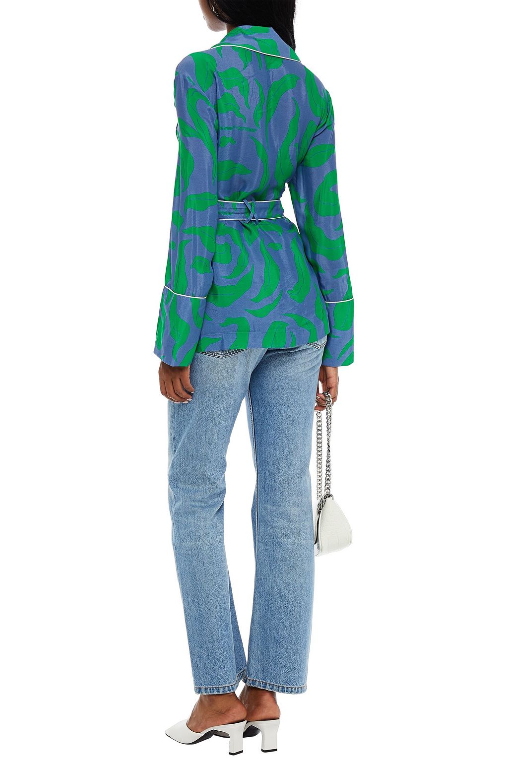 OFF-WHITE™ Printed crepe de chine wrap top