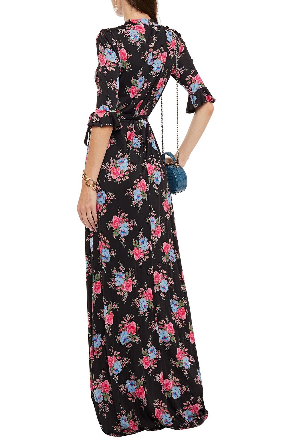 ERDEM Gracia belted floral-print jersey gown