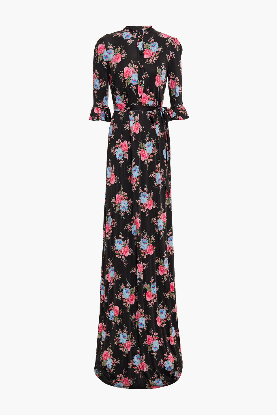 Erdem Woman Gracia Belted Floral-print Jersey Gown Black Size 12