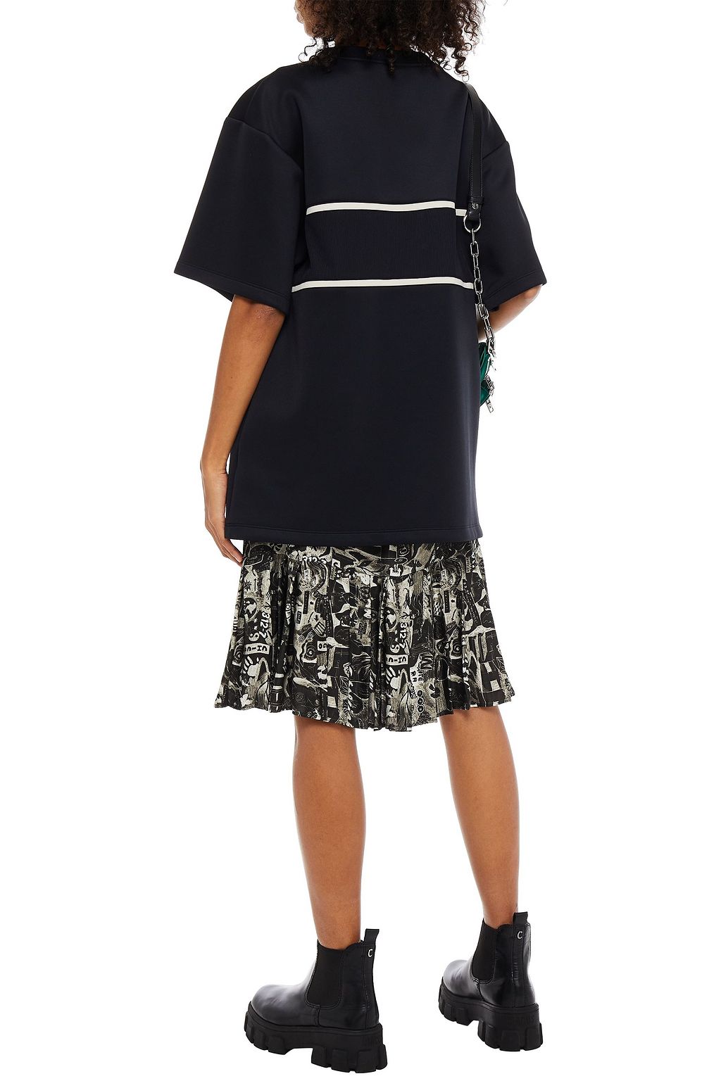 OFF-WHITE™ Layered printed twill and satin-jersey dress