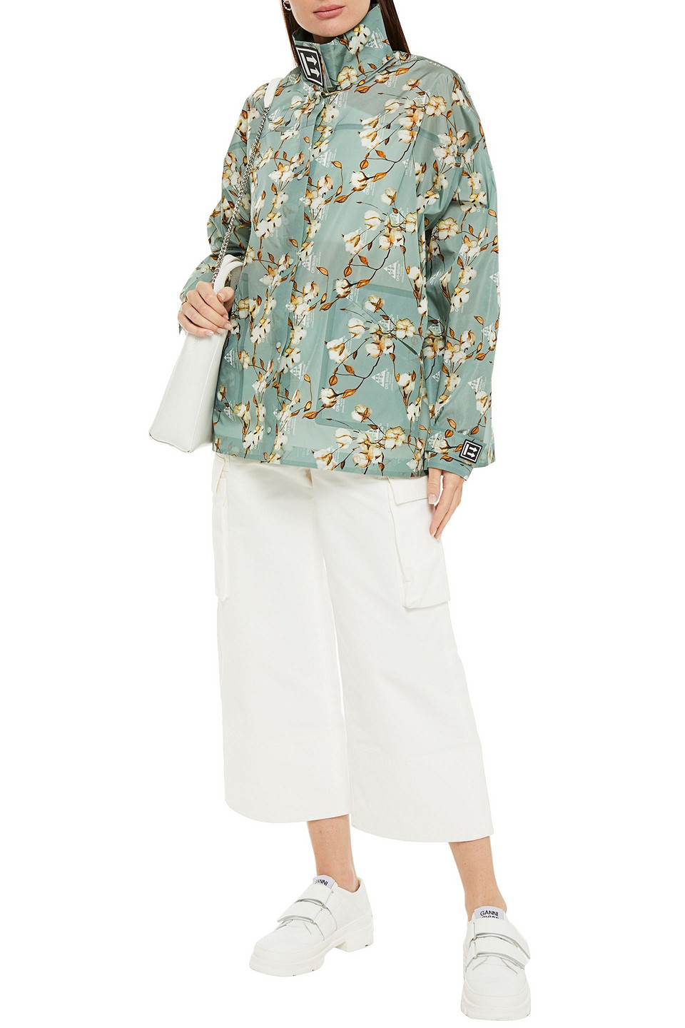 Off-white Printed Shell Jacket In Grey Green