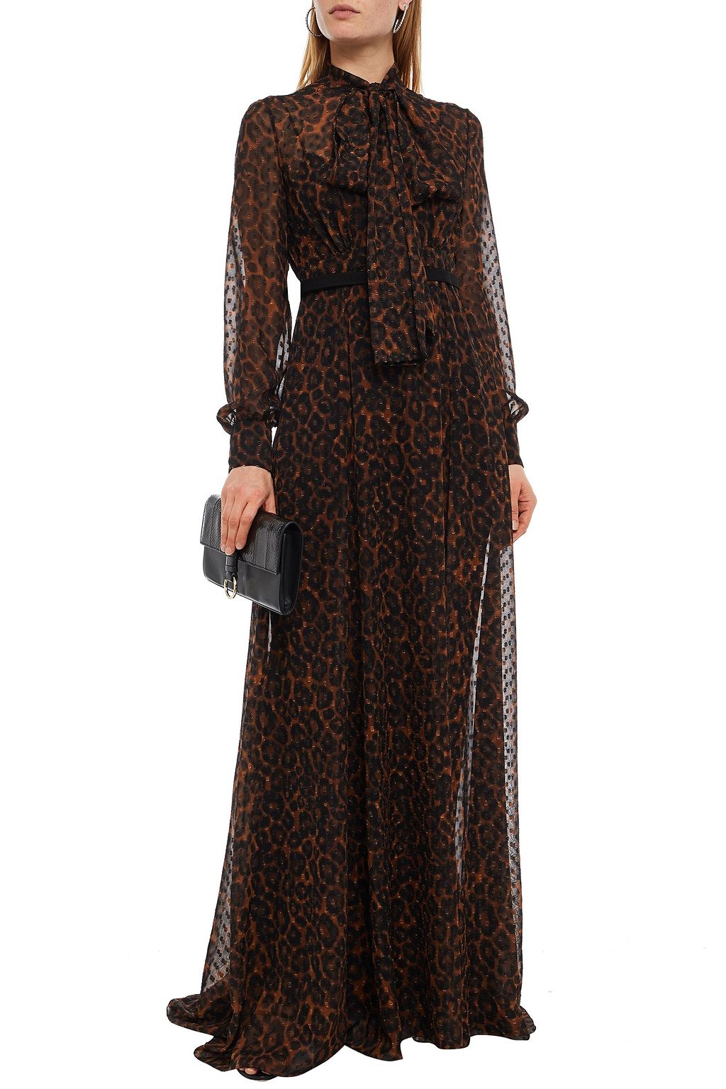 ERDEM Nellie pussy-bow leopard-print fil coupé silk gown