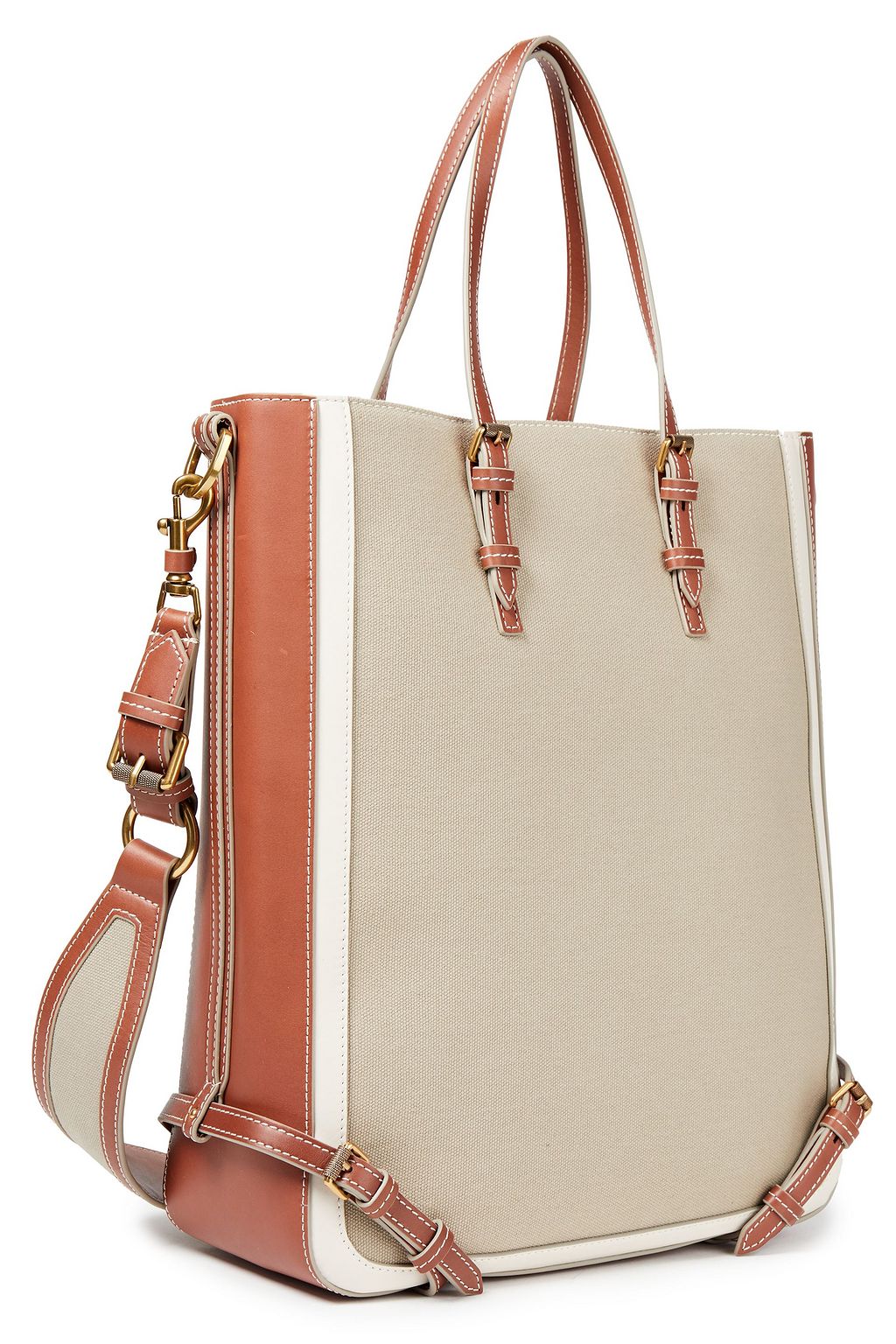 ZIMMERMANN Faux leather-trimmed cotton-canvas tote