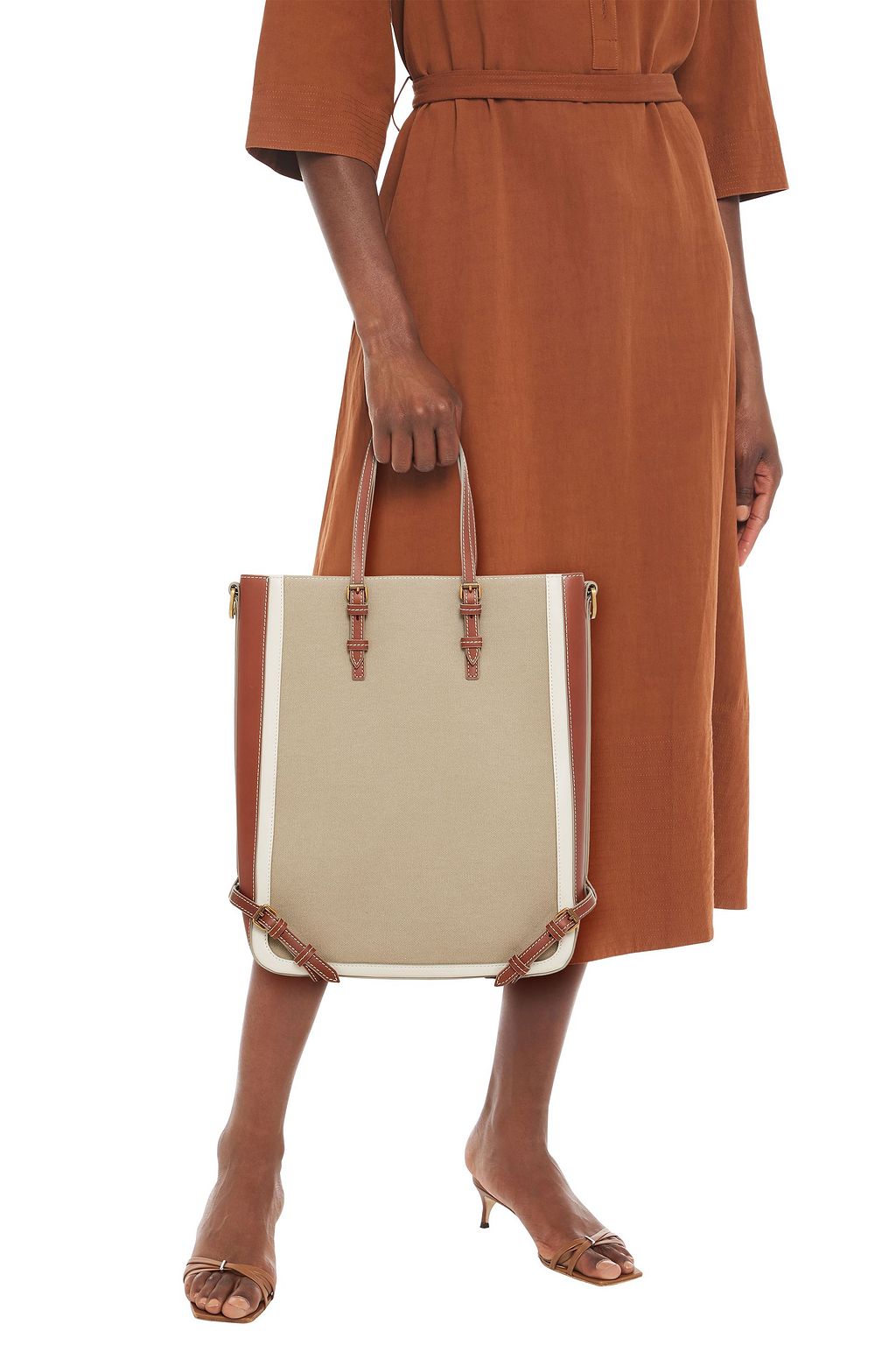ZIMMERMANN Faux leather-trimmed cotton-canvas tote