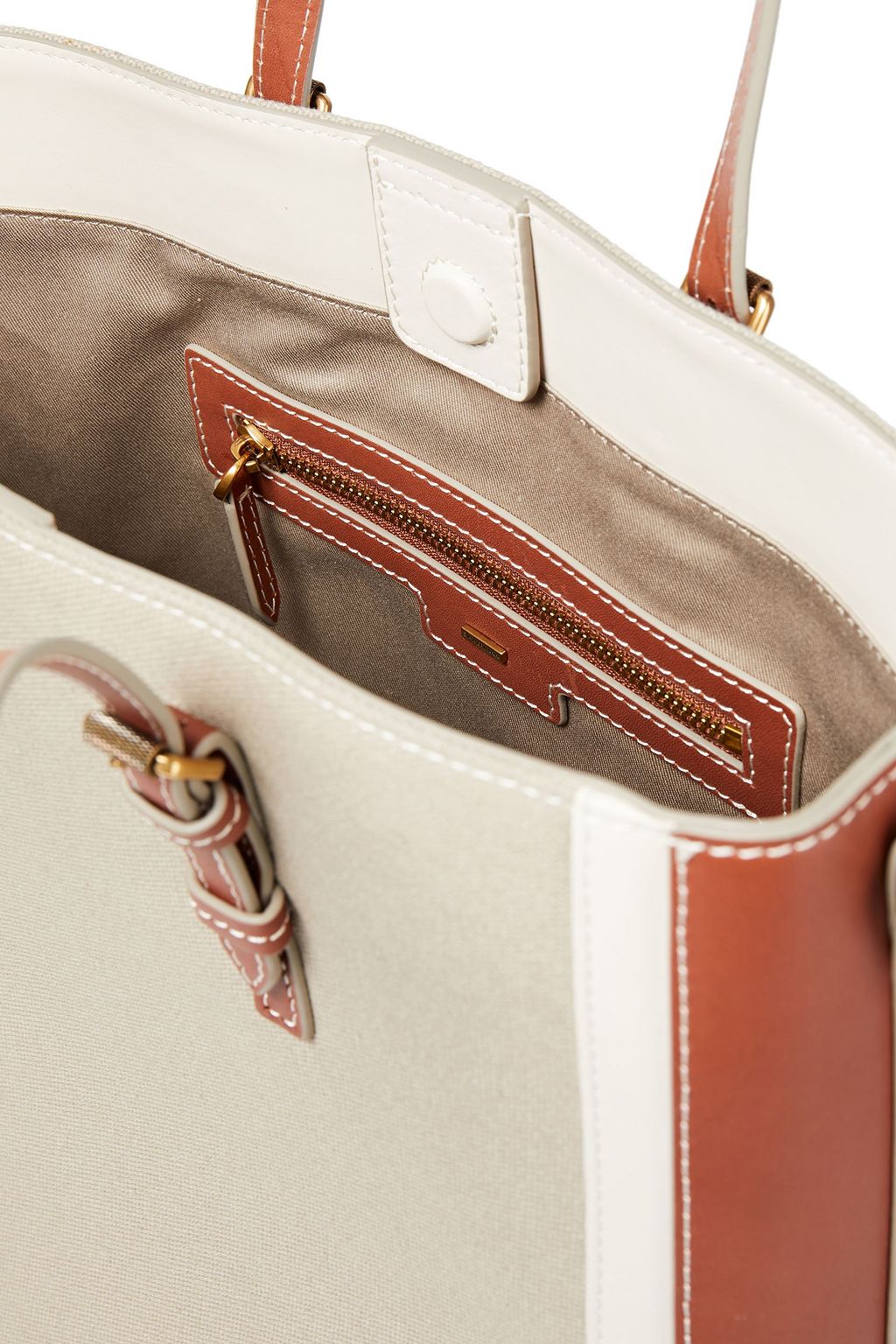 ZIMMERMANN Faux leather-trimmed cotton-canvas tote