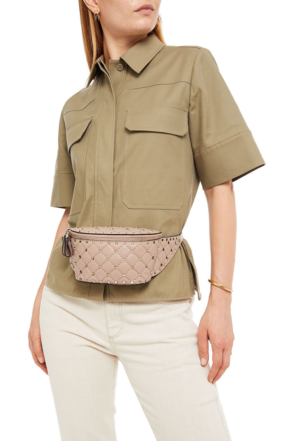 VALENTINO GARAVANI Rockstud Spike quilted leather belt bag