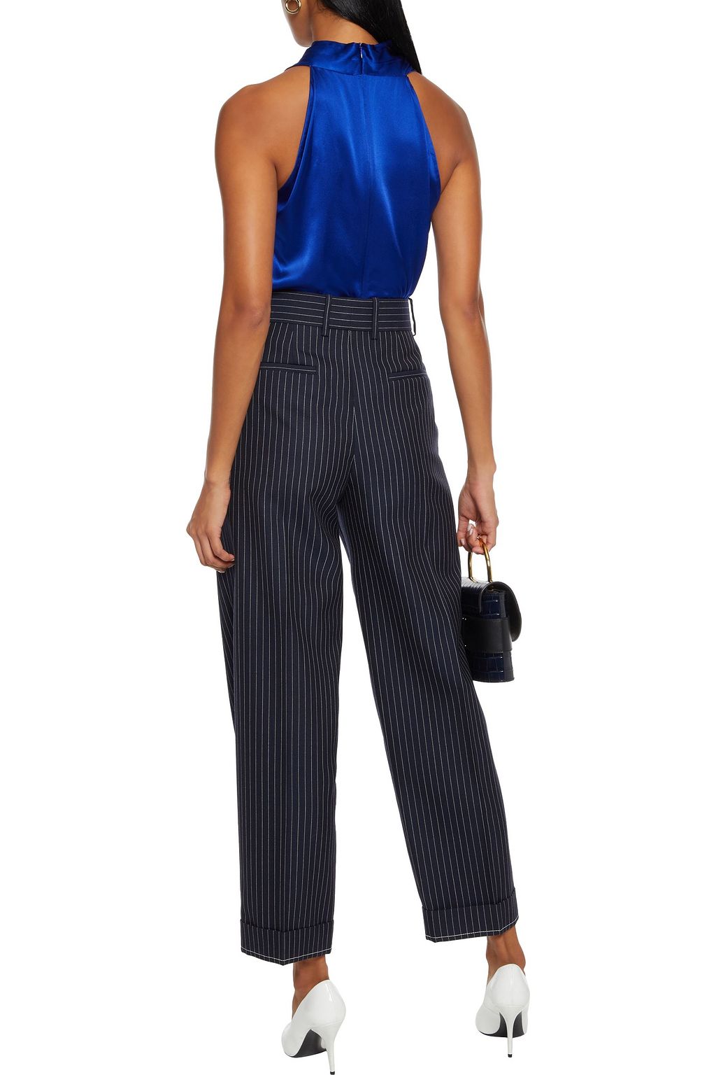 ADAM LIPPES Draped silk-satin top