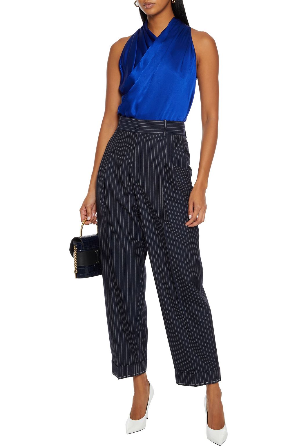 ADAM LIPPES Draped silk-satin top