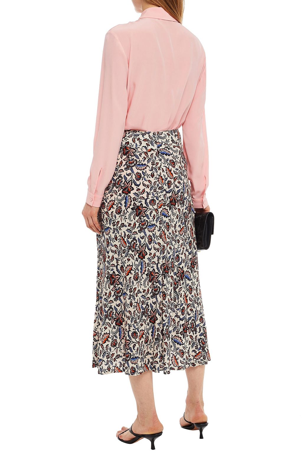 VELVET BY GRAHAM & SPENCER Willa floral-print crepe de chine midi skirt