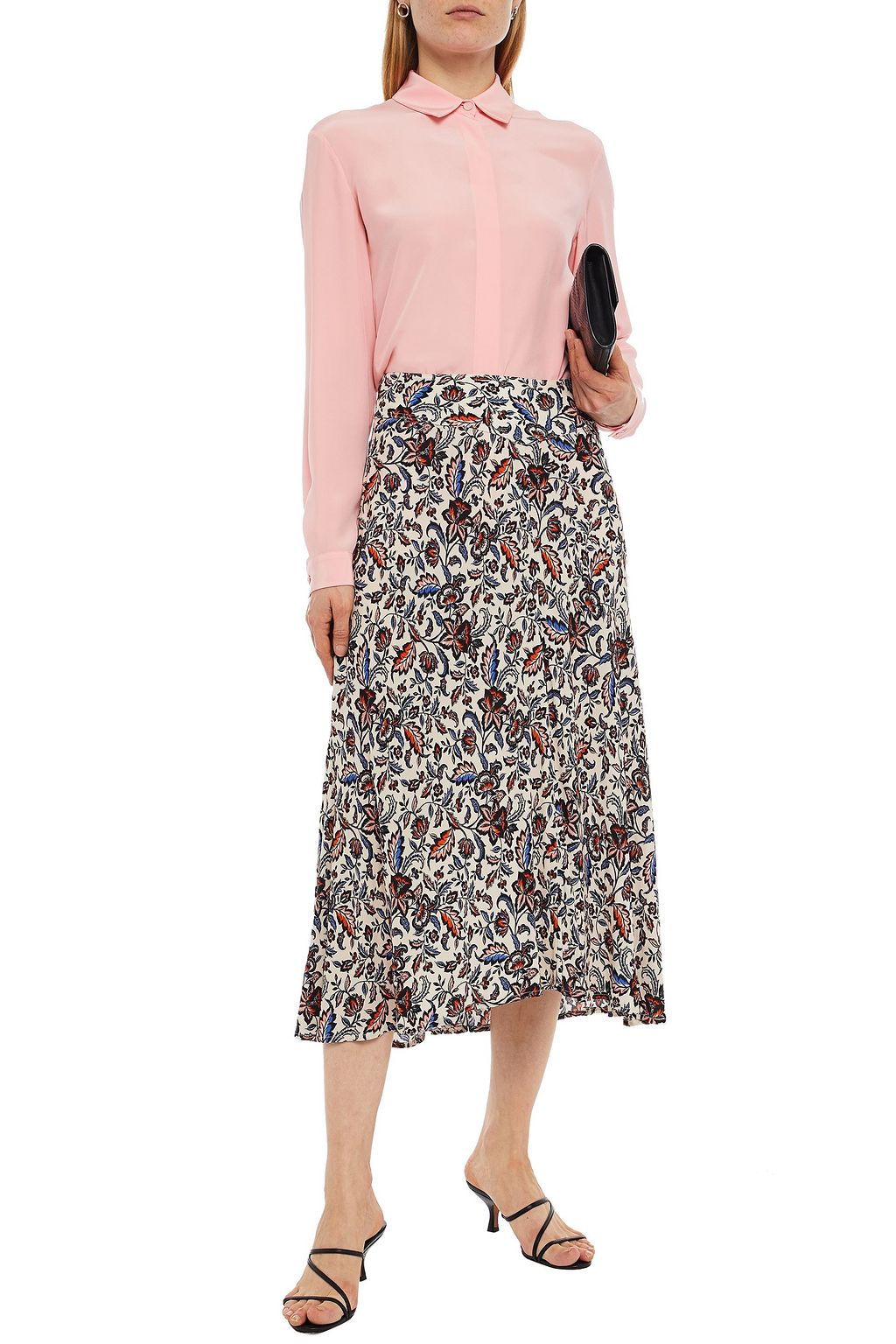 VELVET BY GRAHAM & SPENCER Willa floral-print crepe de chine midi skirt