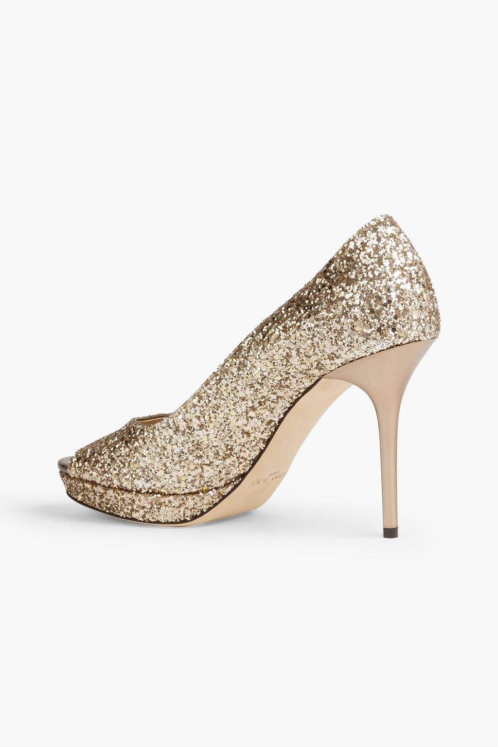 JIMMY CHOO Luna 100 glittered woven platform pumps THE