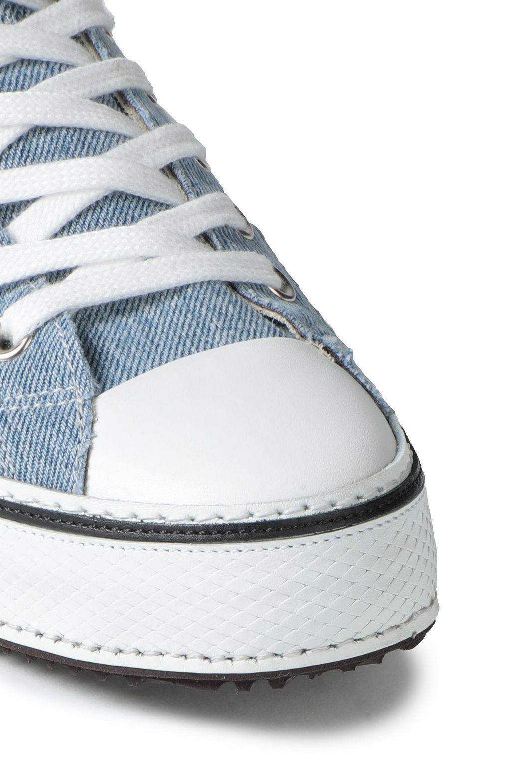 R13 Appliquéd denim high-top sneakers