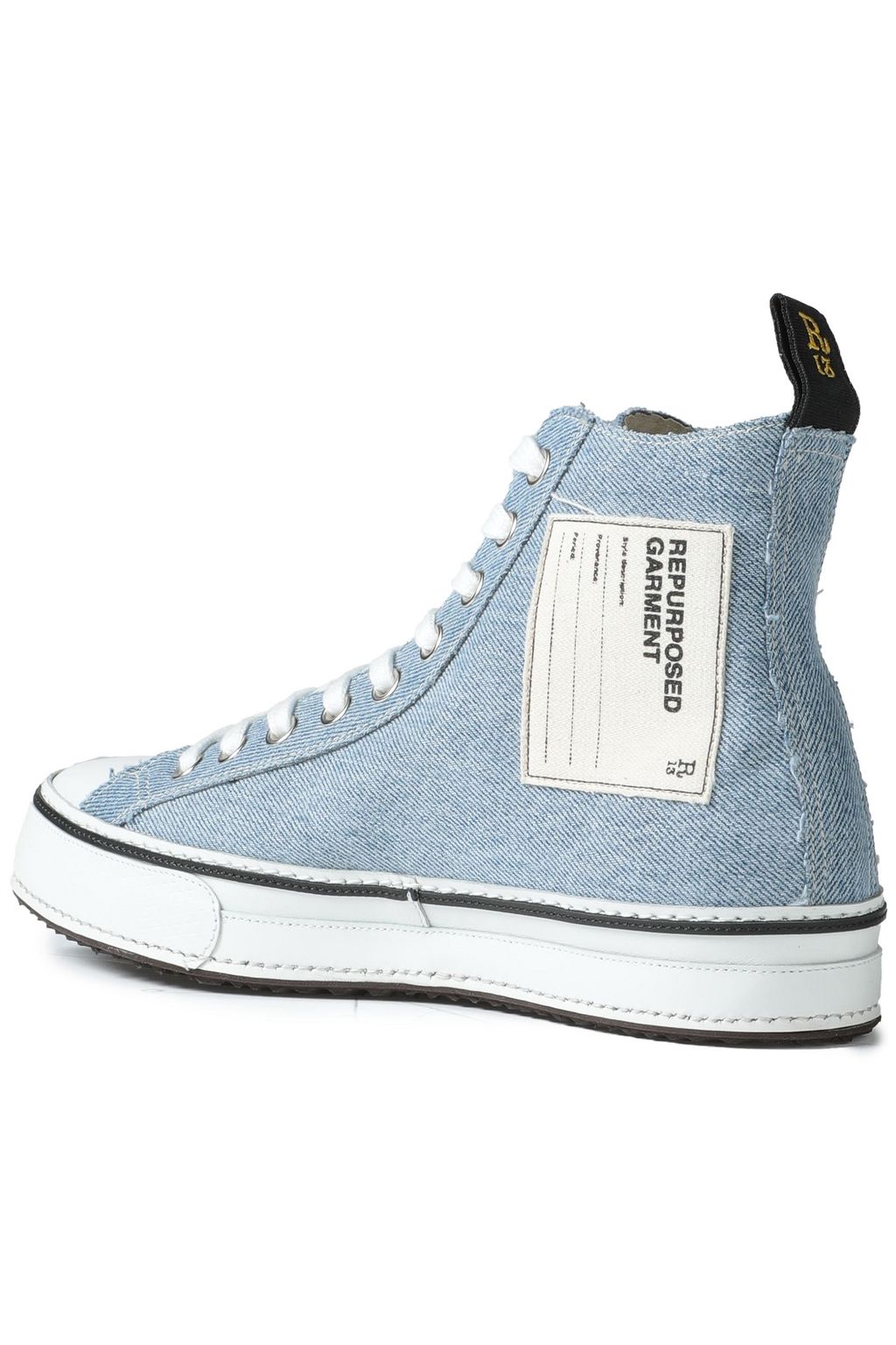 R13 Appliquéd denim high-top sneakers