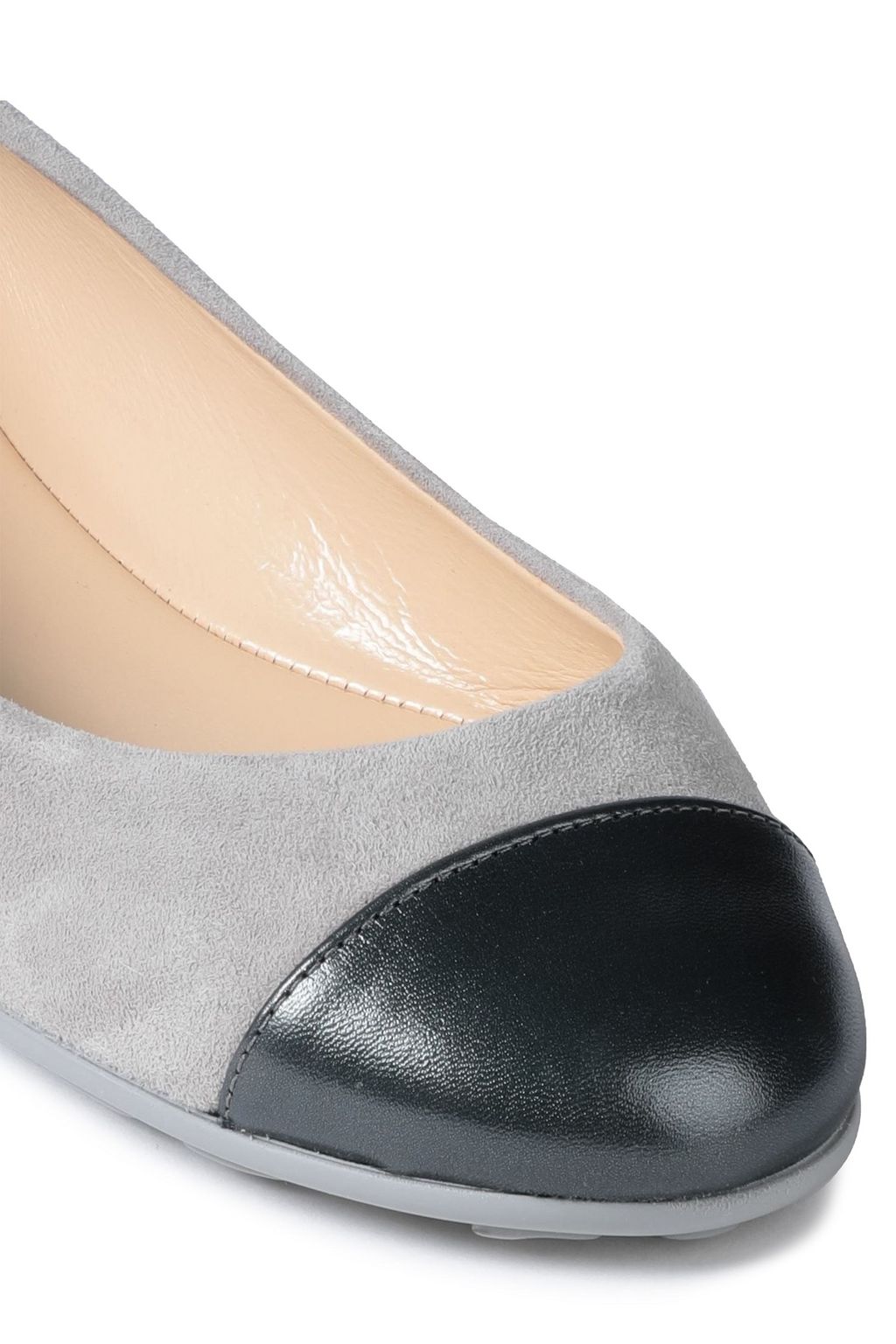 JIMMY CHOO Gaze leather-trimmed suede ballet flats