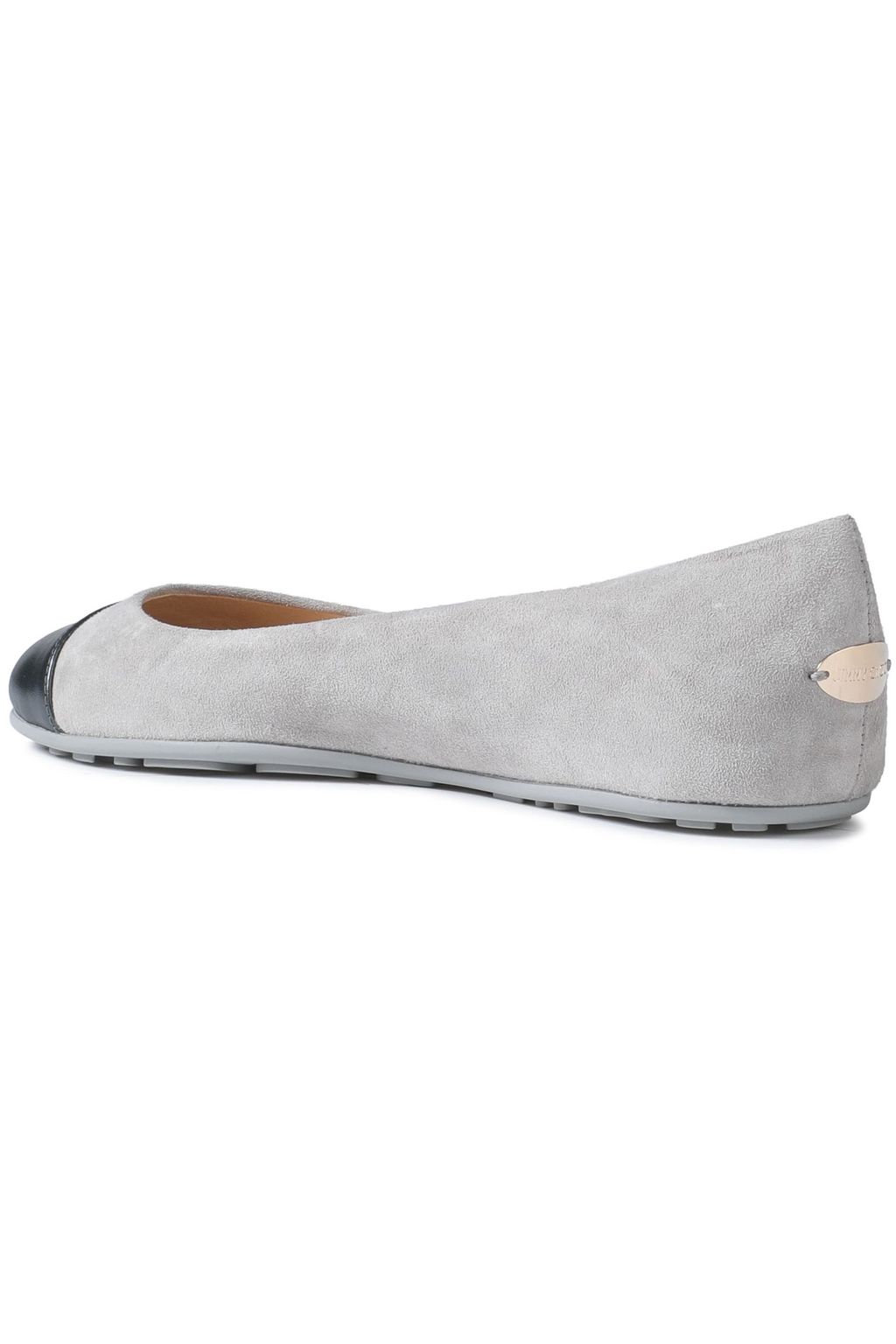 JIMMY CHOO Gaze leather-trimmed suede ballet flats