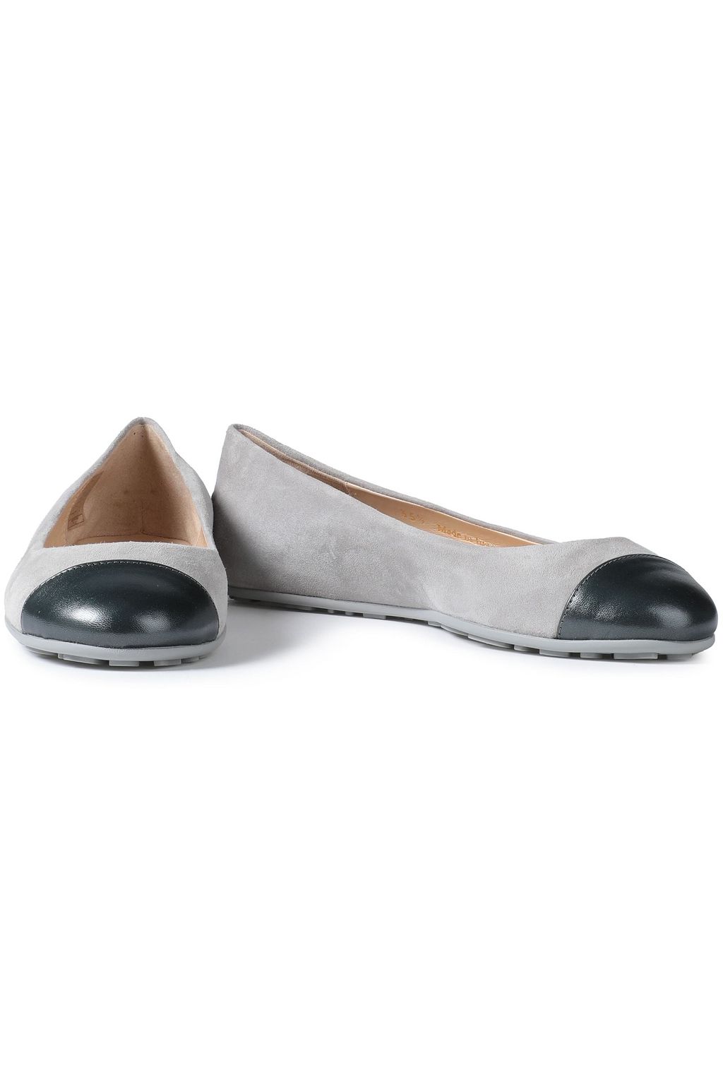 JIMMY CHOO Gaze leather-trimmed suede ballet flats