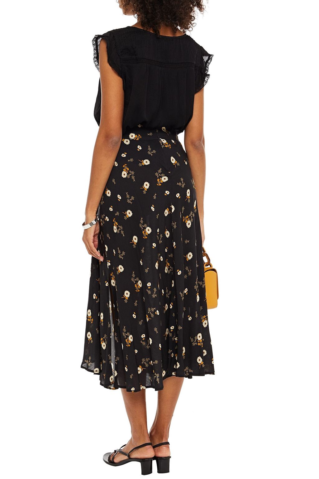 VELVET BY GRAHAM & SPENCER Willa floral-print crepe de chine midi skirt