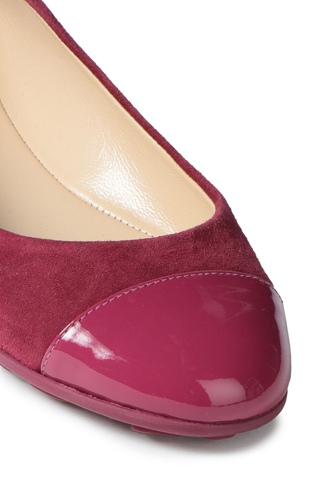 JIMMY CHOO Gaze patent-leather trimmed suede ballet flats