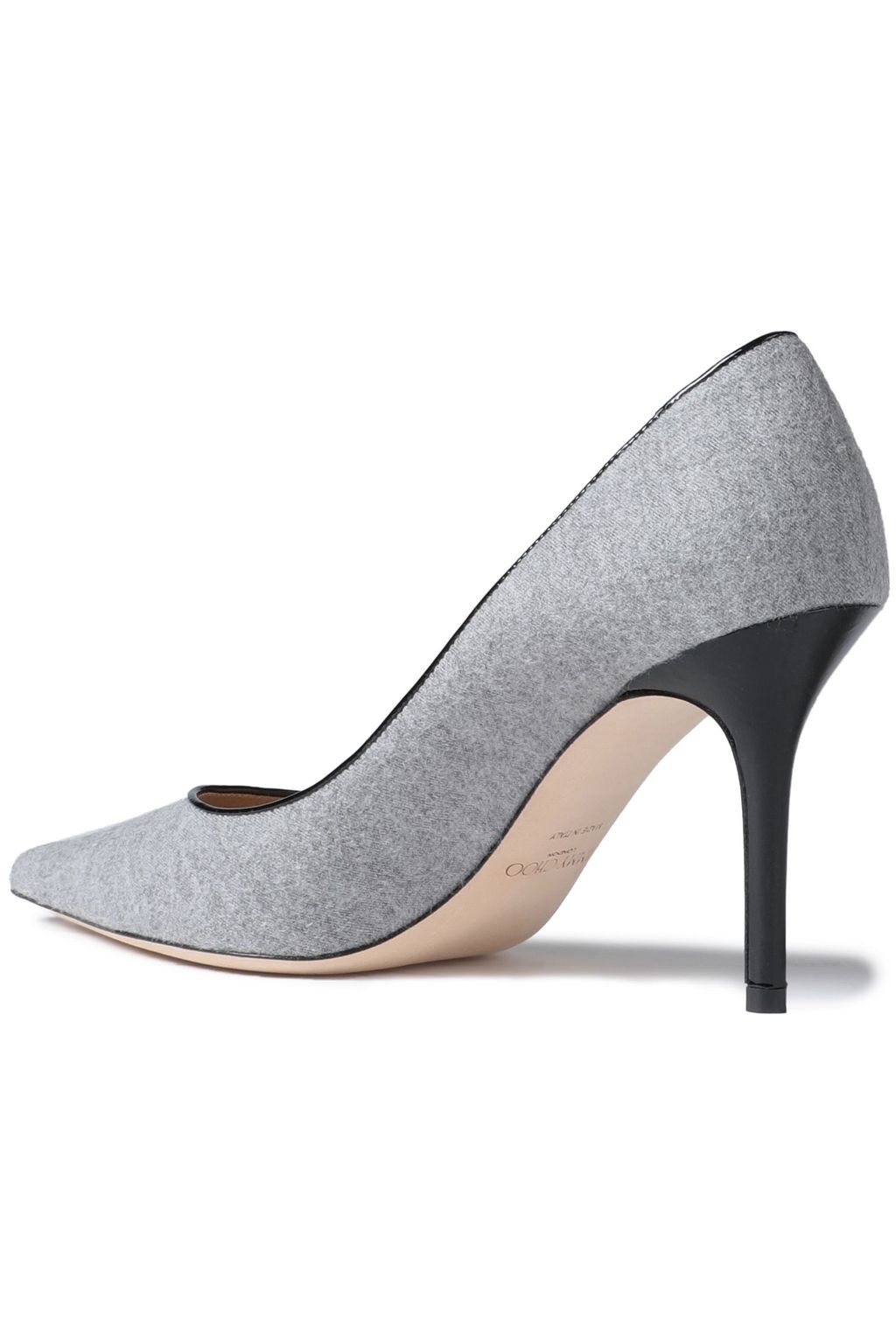 JIMMY CHOO Agnes leather-trimmed brushed mélange felt pumps