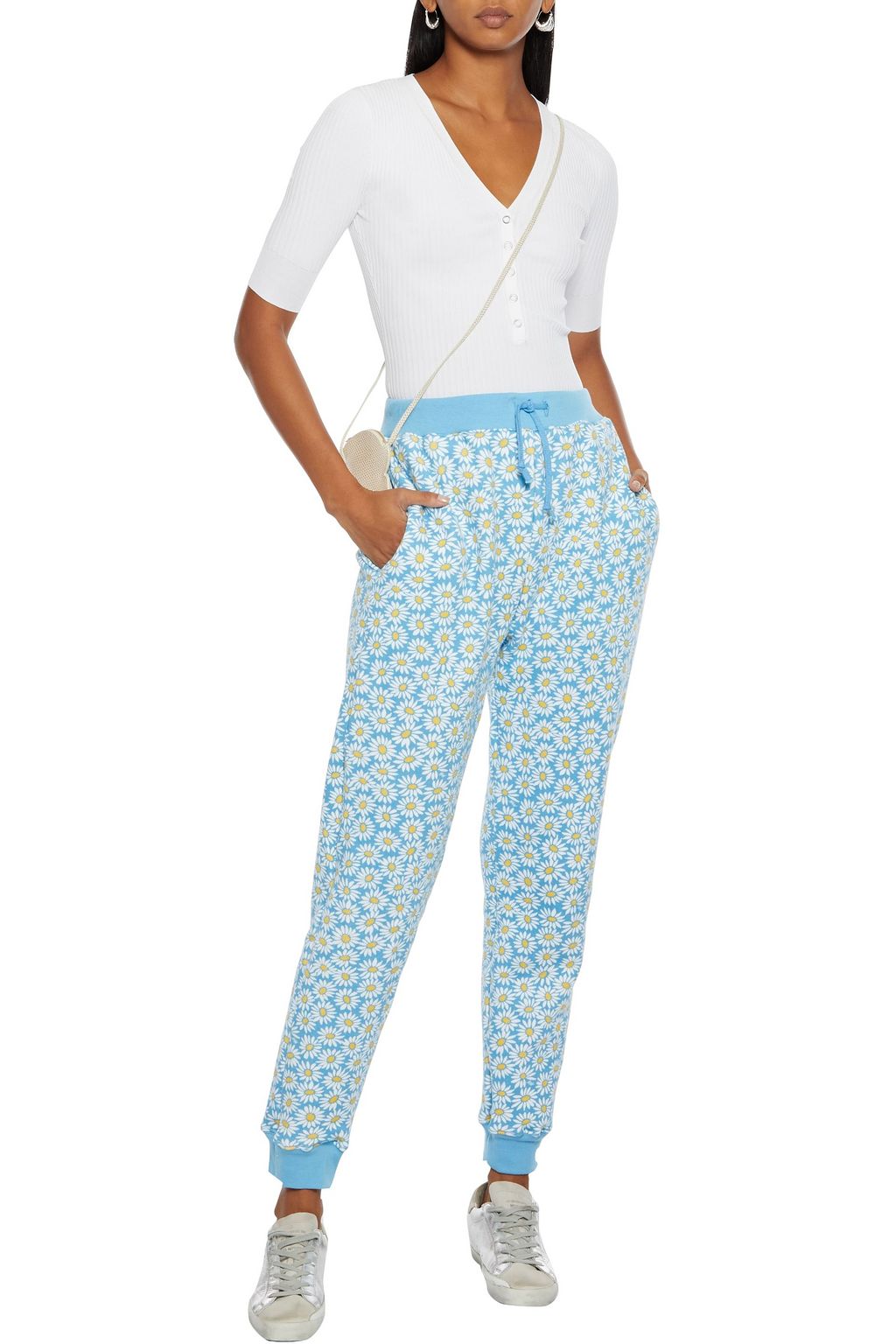 HVN Floral-print cotton-fleece track pants