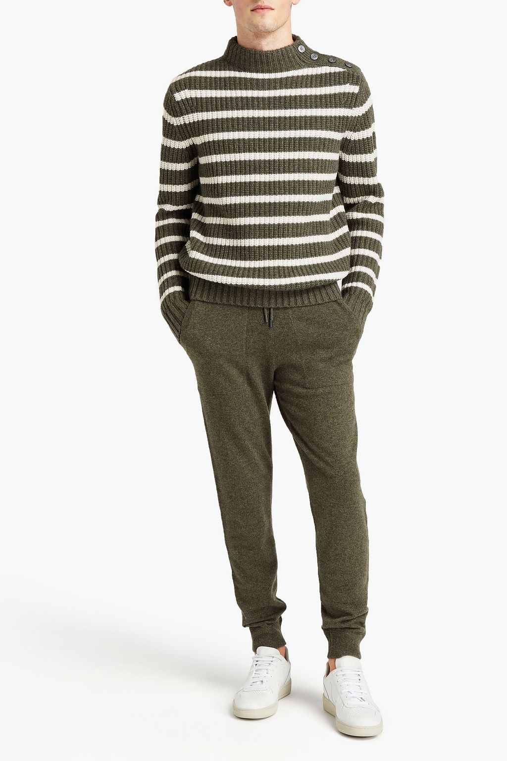 MICHAEL KORS Tapered mélange cashmere and cotton-blend track pants