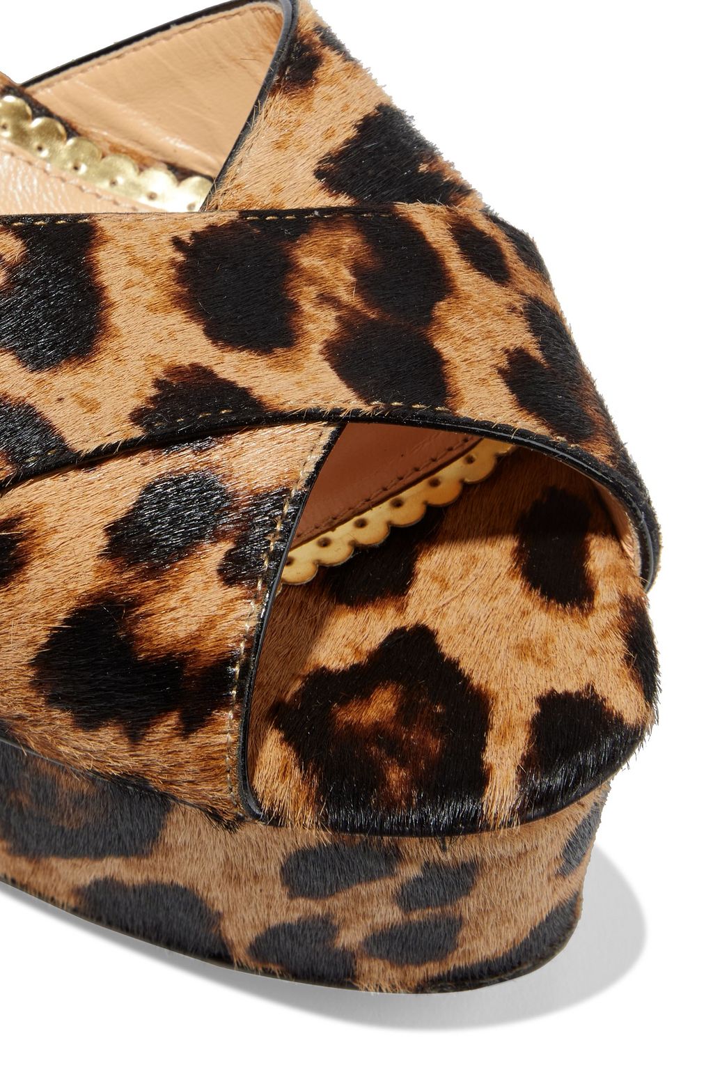 CHARLOTTE OLYMPIA Leopard-print calf hair platform sandals