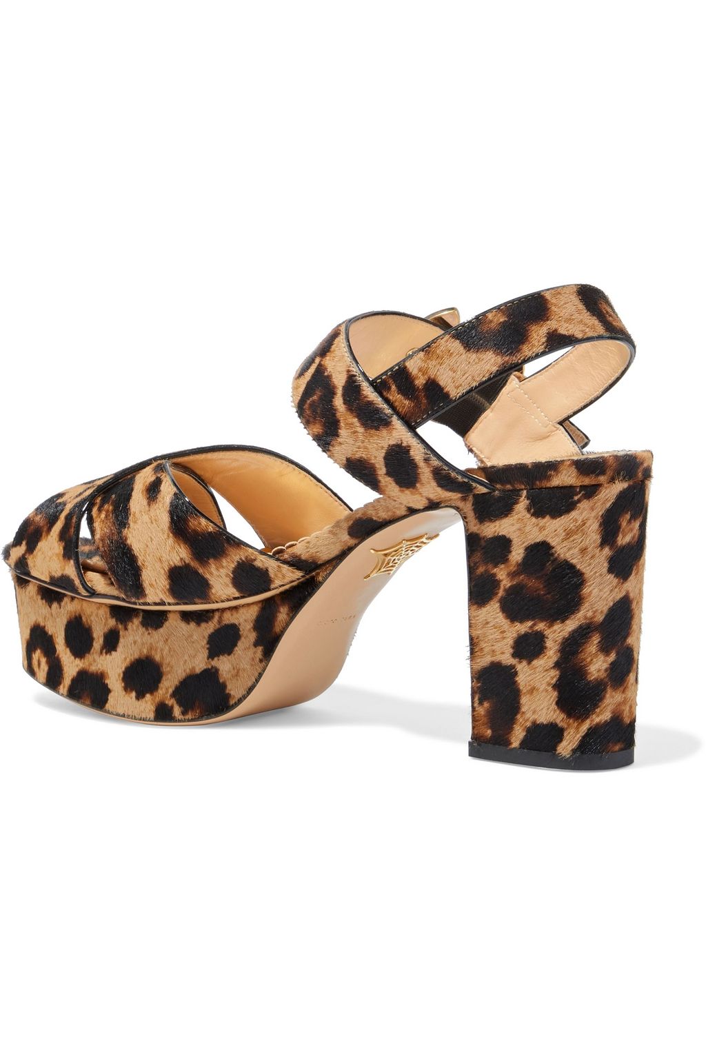CHARLOTTE OLYMPIA Leopard-print calf hair platform sandals