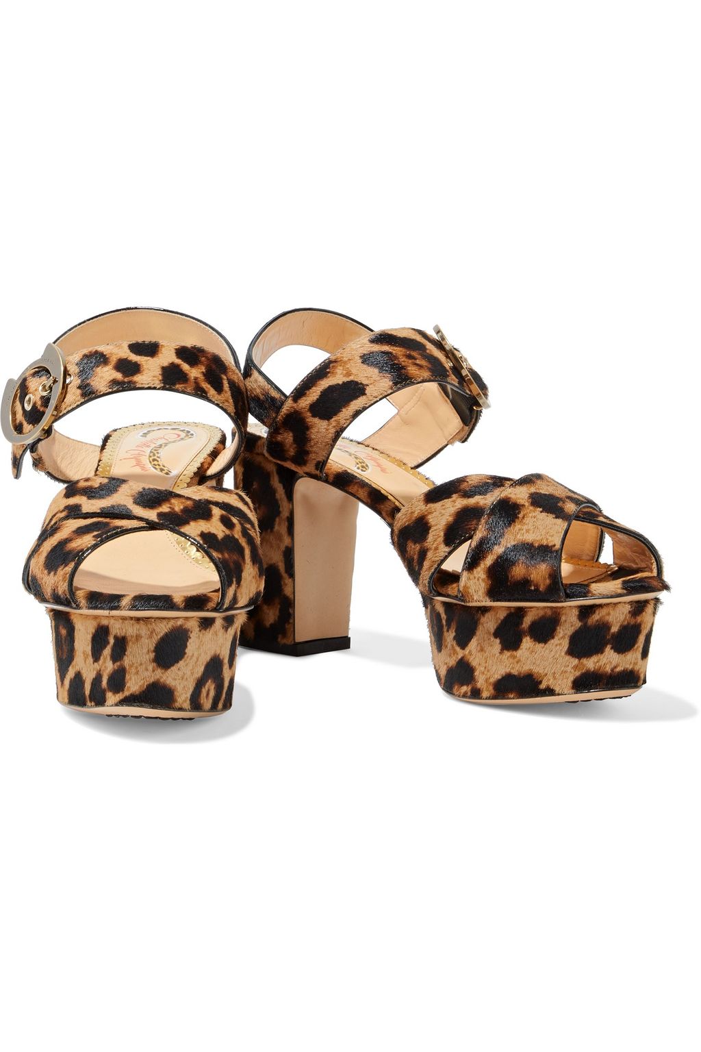 CHARLOTTE OLYMPIA Leopard-print calf hair platform sandals