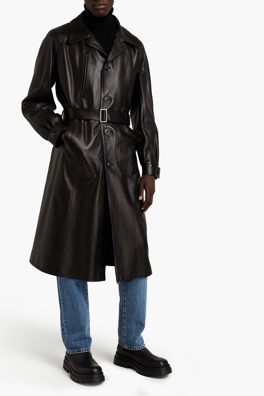 MAISON MARGIELA Belted leather coat