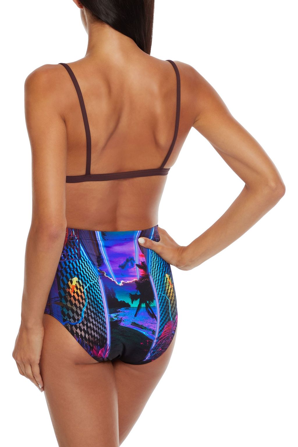 BALMAIN Striped underwired bikini top