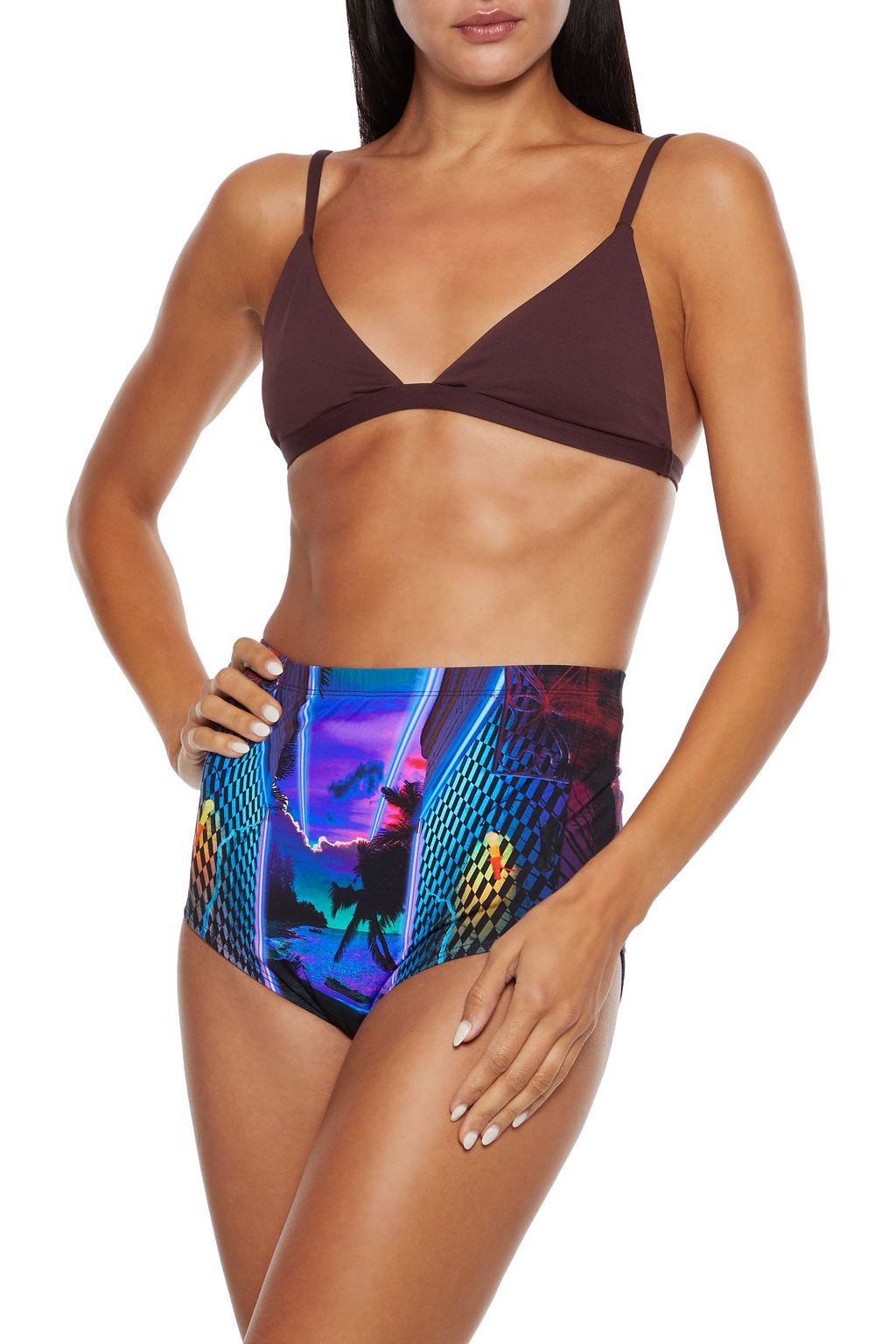 BALMAIN Striped underwired bikini top