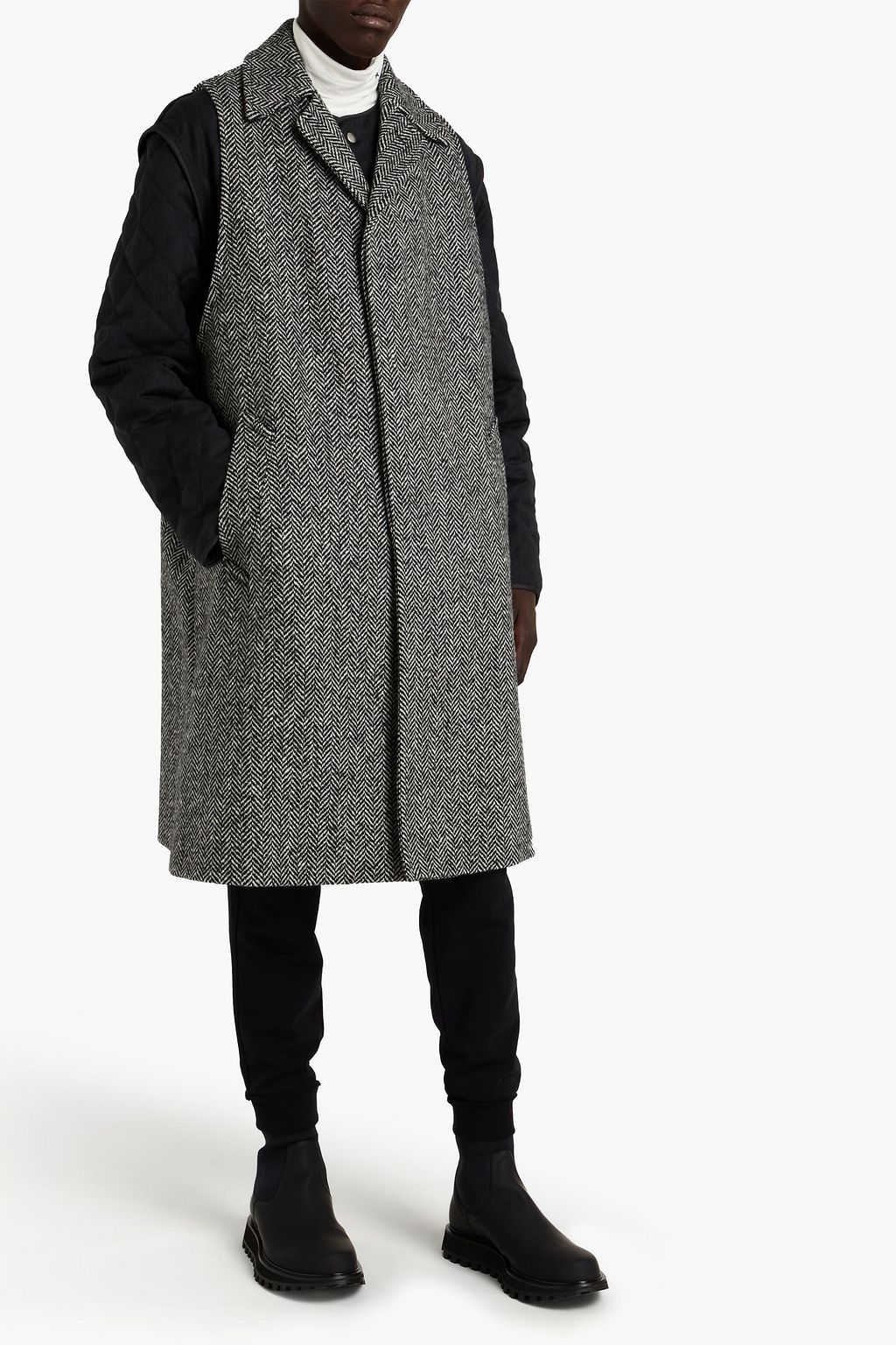 MAISON MARGIELA Paneled herringbone wool coat