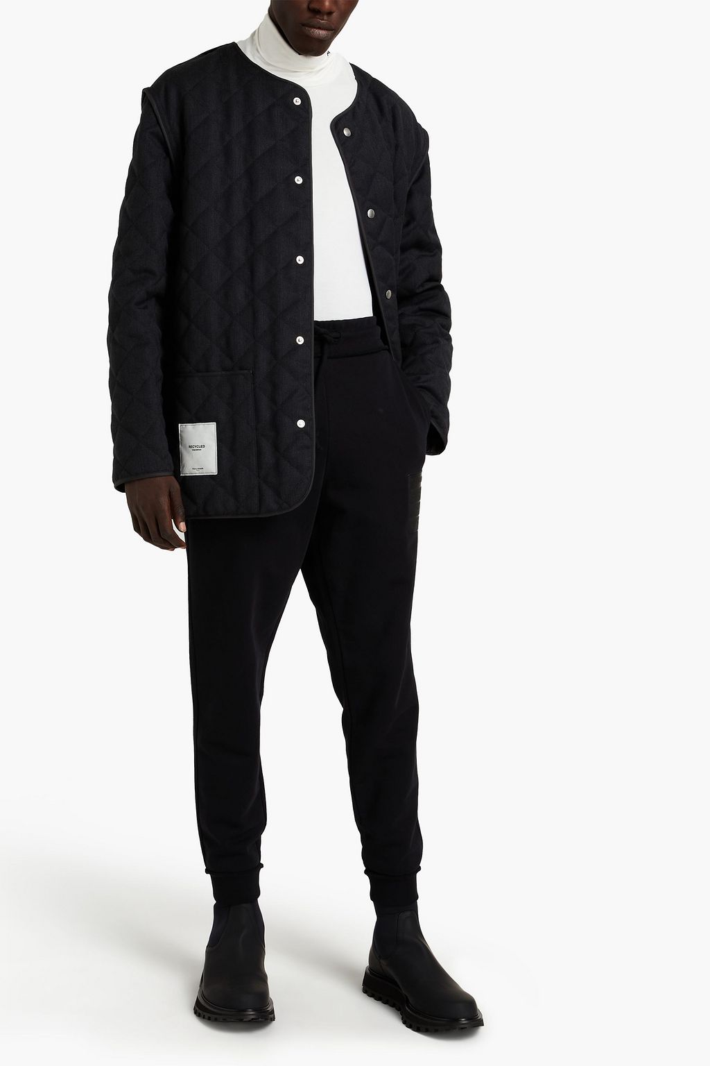 MAISON MARGIELA Paneled herringbone wool coat
