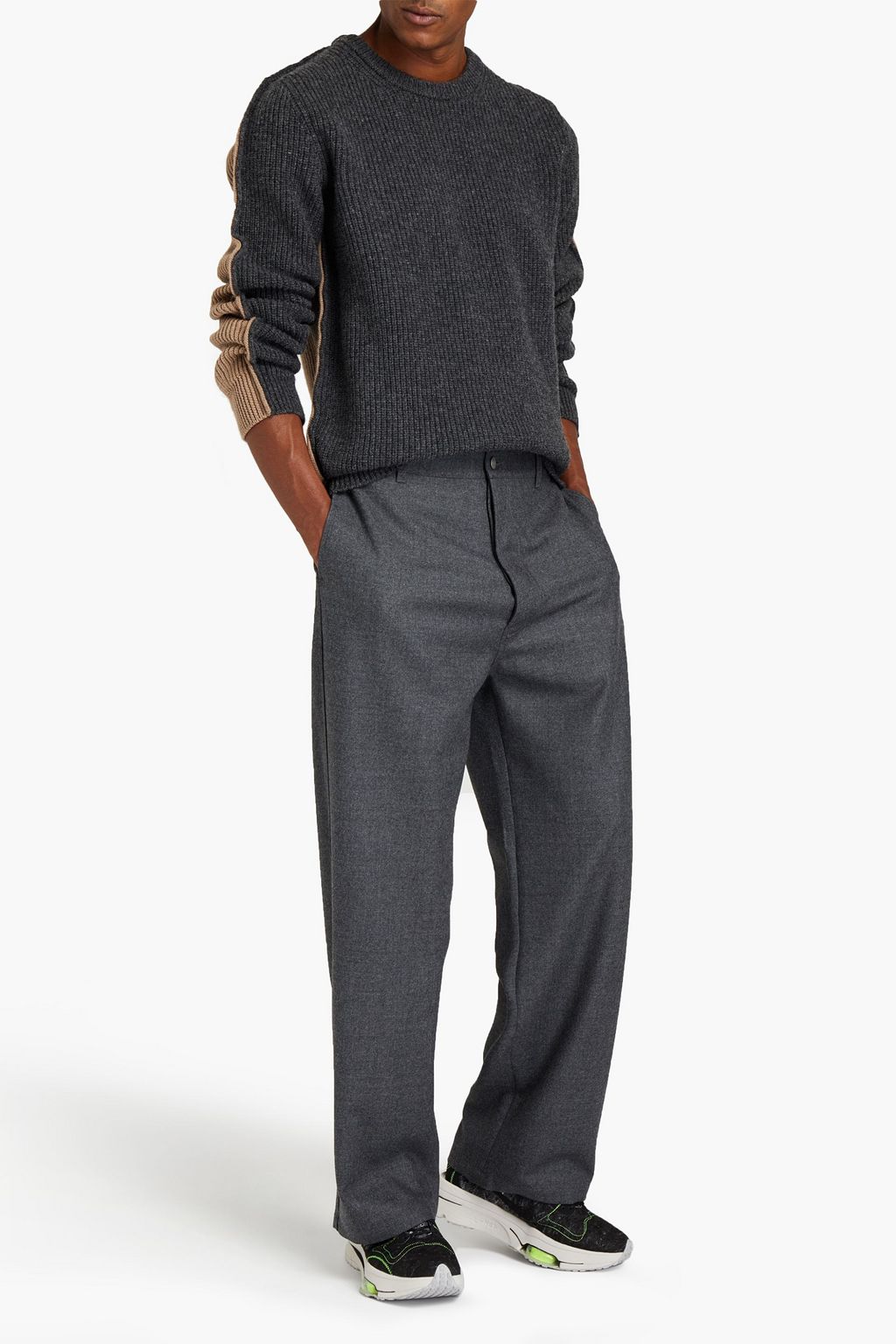 MAISON MARGIELA Paneled ribbed mélange wool sweater