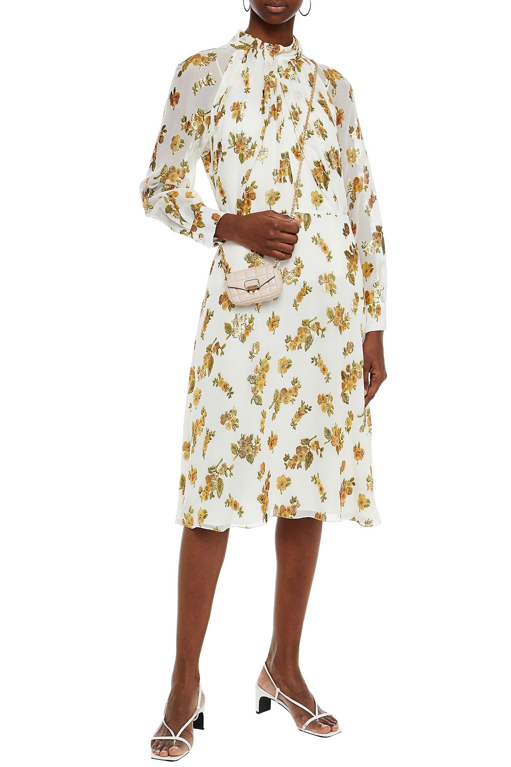 ADAM LIPPES Metallic fil coupé silk-blend chiffon midi dress