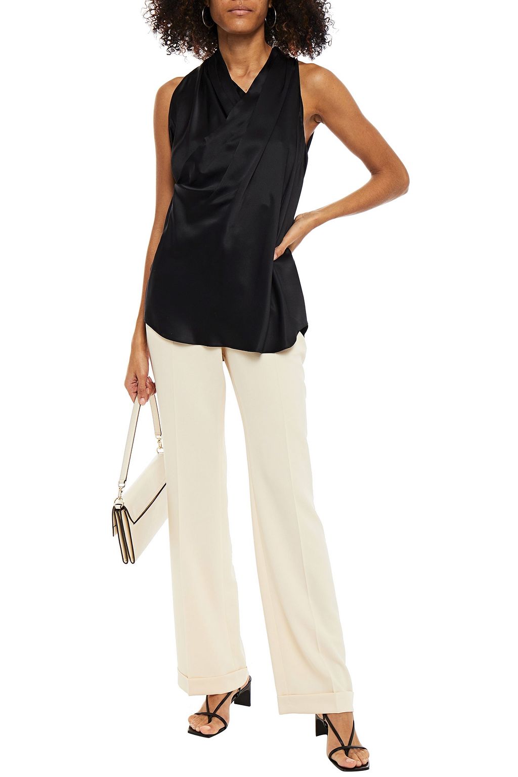 ADAM LIPPES Draped silk-satin top