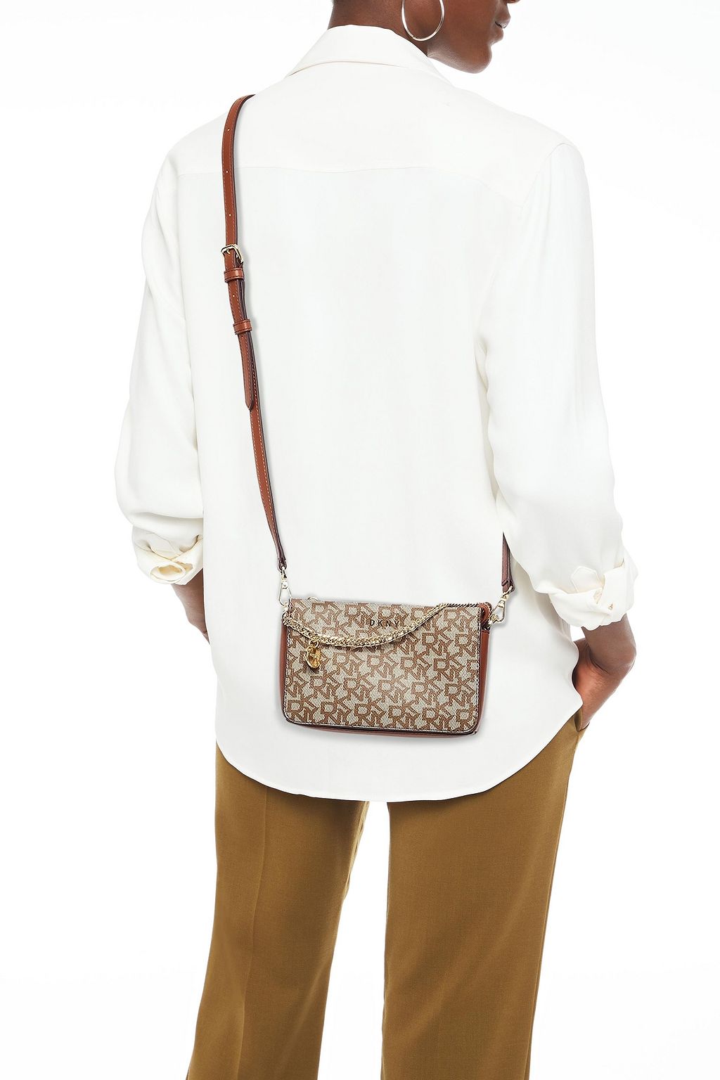 DKNY Schultertasche aus Kunstleder mit Logoprint und Lederbesatz