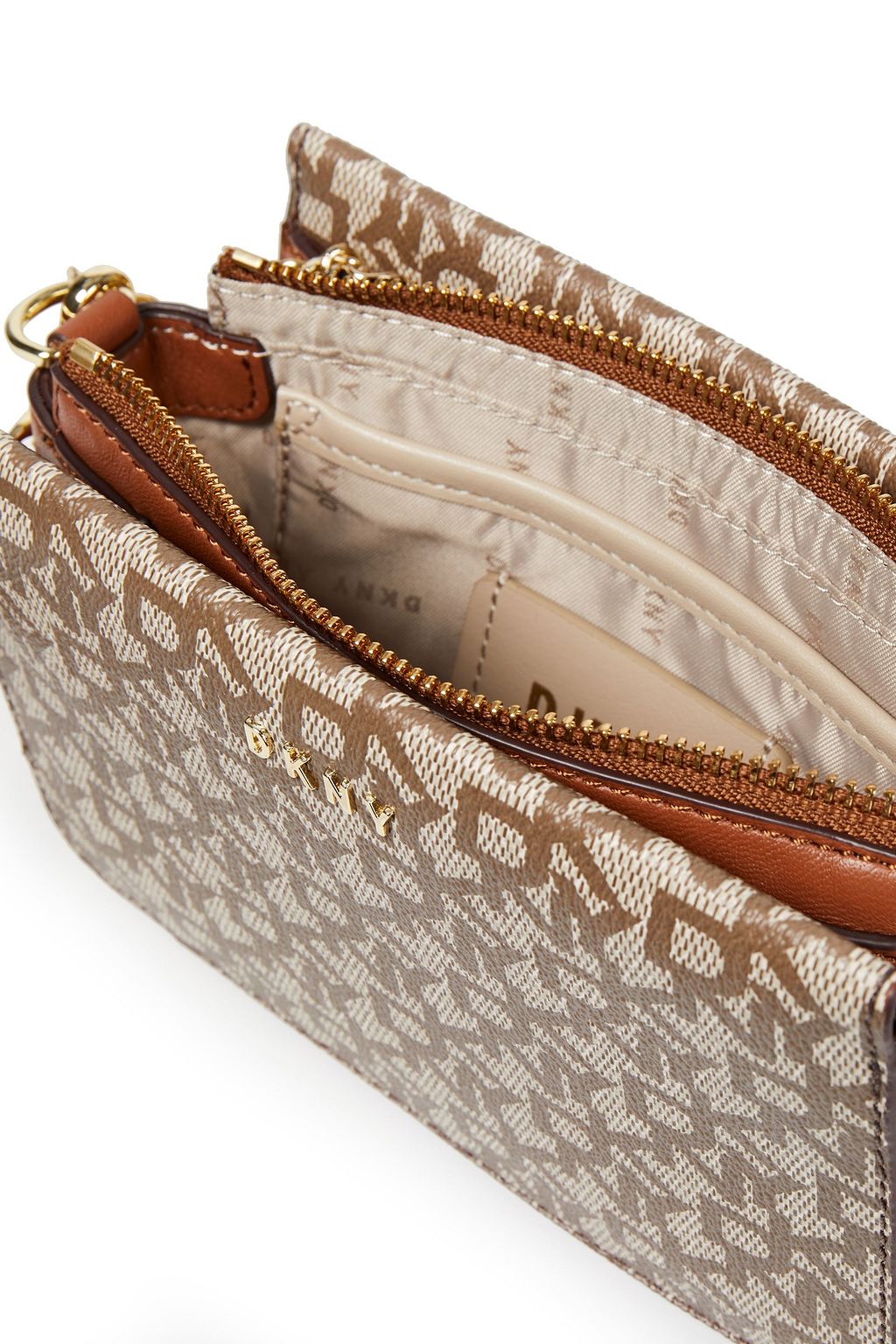 DKNY Schultertasche aus Kunstleder mit Logoprint und Lederbesatz