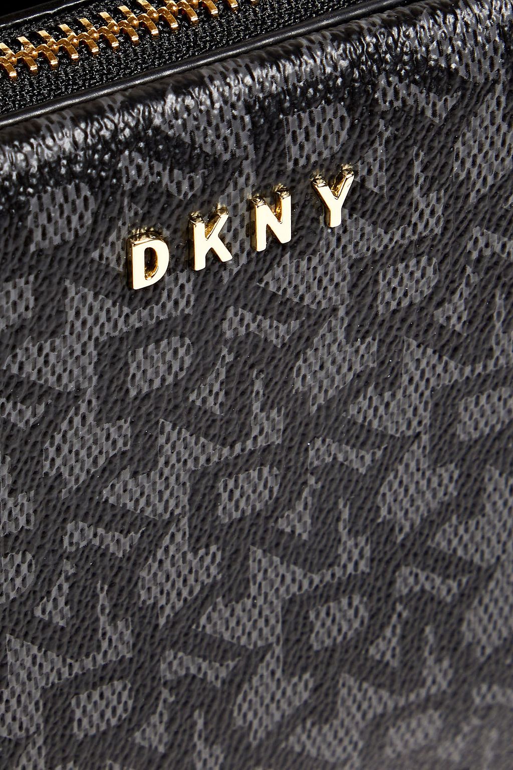 DKNY Leather-trimmed logo-print faux leather shoulder bag