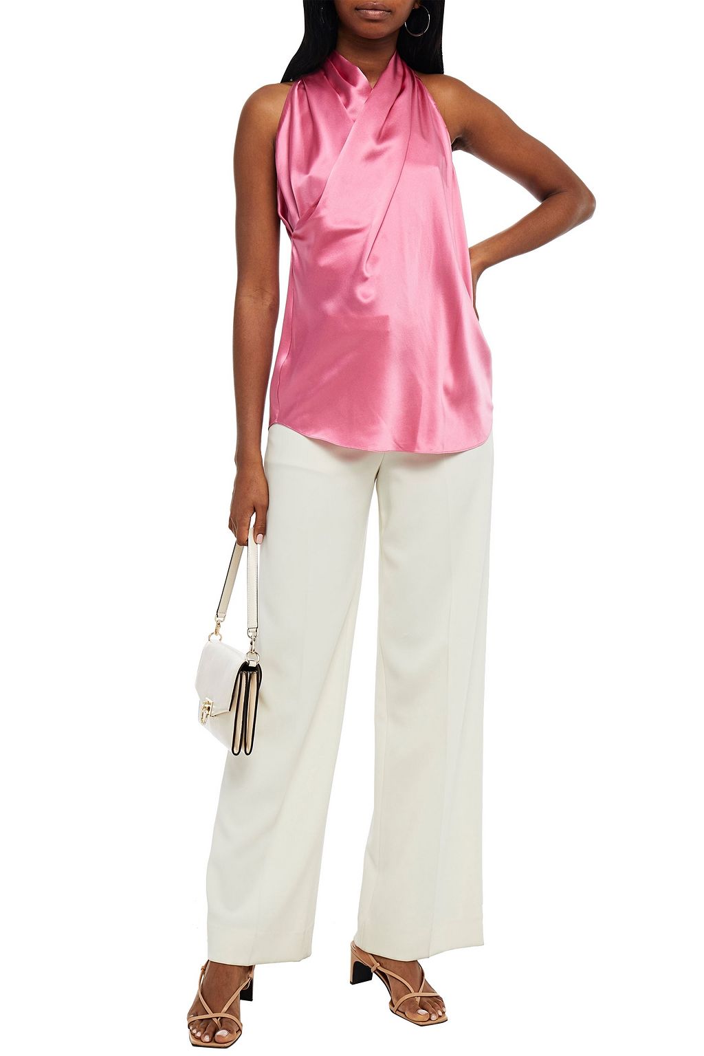 ADAM LIPPES Draped silk-satin top