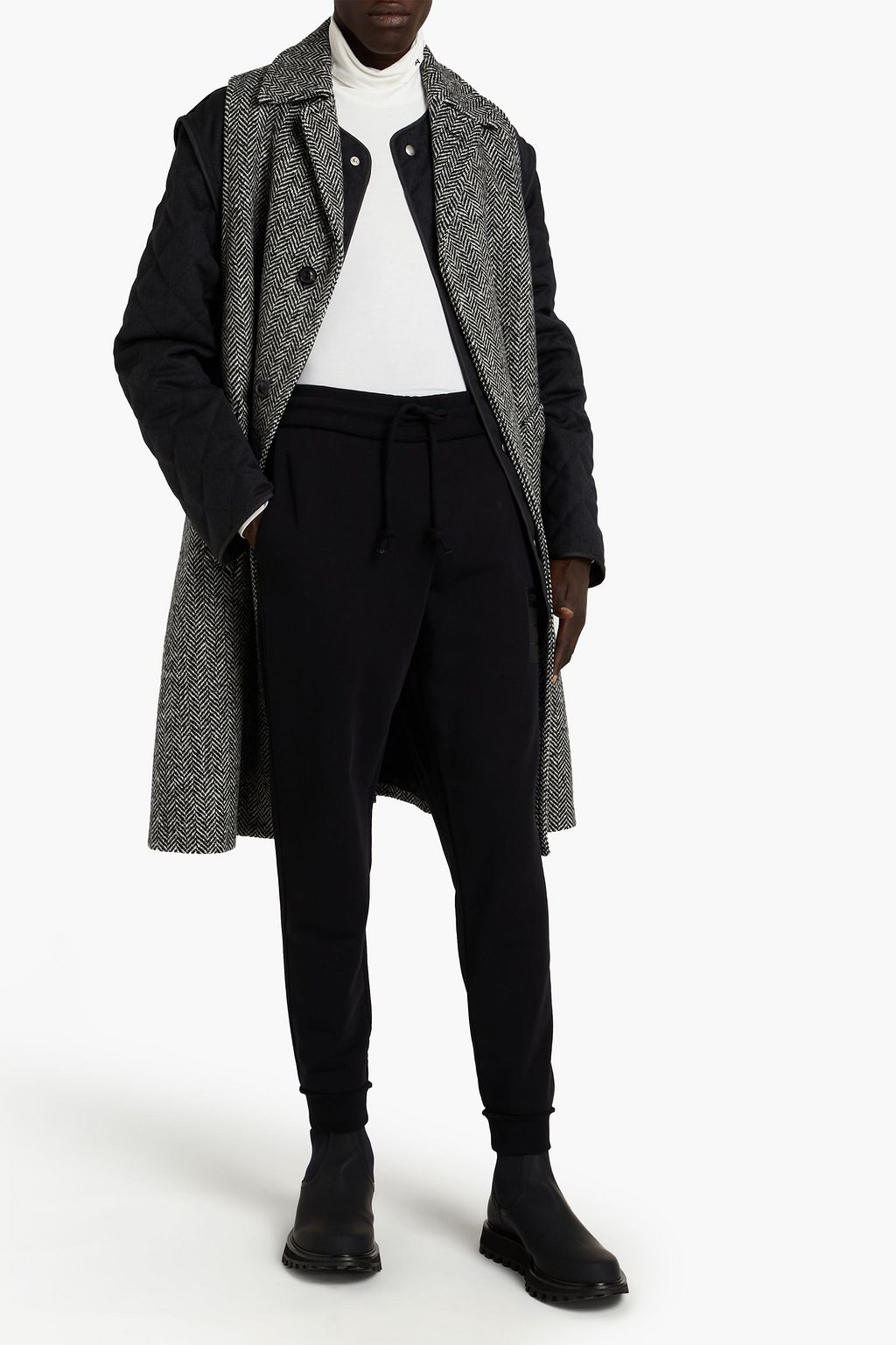 MAISON MARGIELA Leather-trimmed cotton-fleece sweatpants