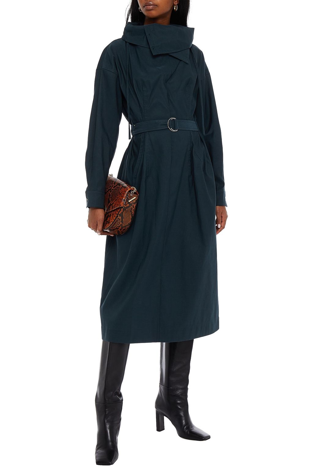 3.1 PHILLIP LIM Belted gathered twill midi dress