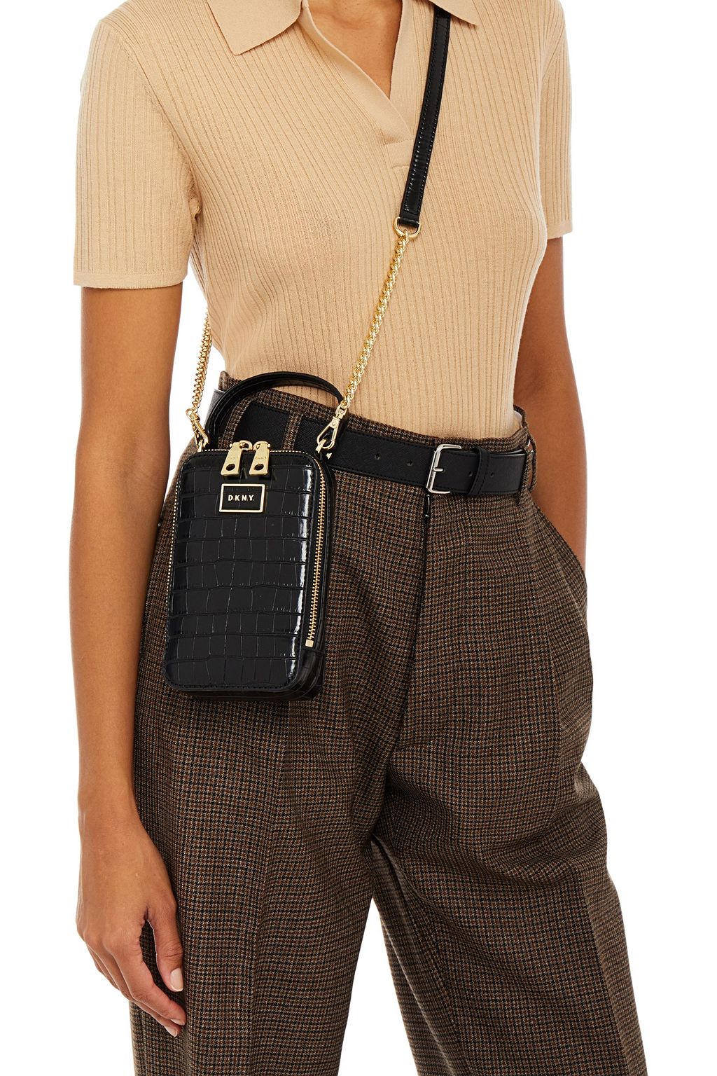 DKNY Faux croc-effect leather camera bag